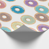 Farbenfrohe Pastel Donuts & Sprinkles Muster Geschenkpapier (Ecke)
