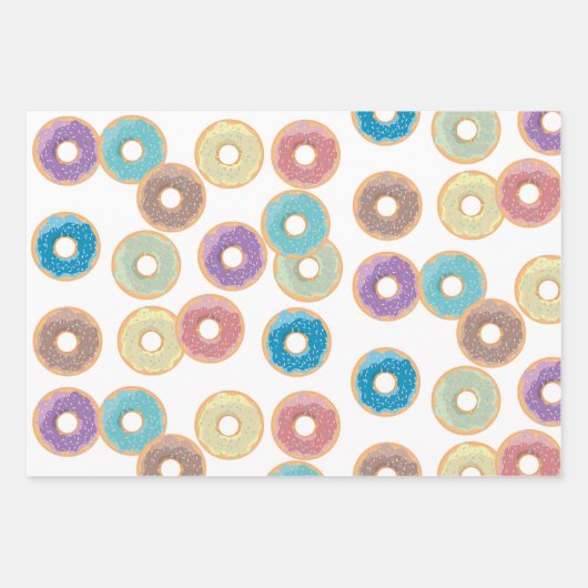 Farbenfrohe Pastel Donuts & Sprinkles Muster Geschenkpapier Set (Vorderseite 2)