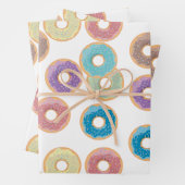 Farbenfrohe Pastel Donuts & Sprinkles Muster Geschenkpapier Set (Beispiel)