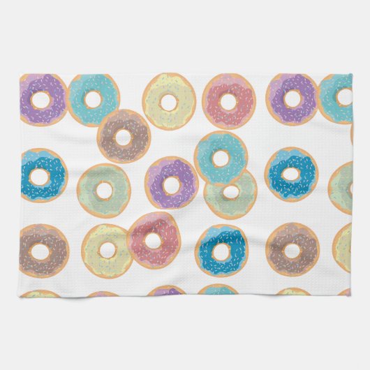 Farbenfrohe Pastel Donuts & Sprinkles Muster Geschirrtuch (Horizontal)