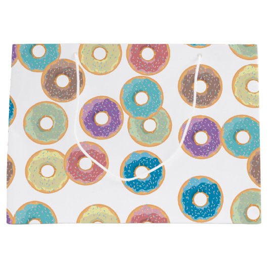 Farbenfrohe Pastel Donuts & Sprinkles Muster Große Geschenktüte (Vorderseite)