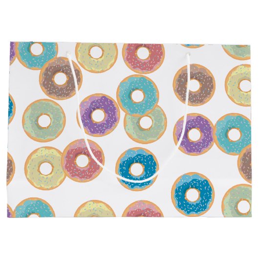 Farbenfrohe Pastel Donuts & Sprinkles Muster Große Geschenktüte (Rückseite)
