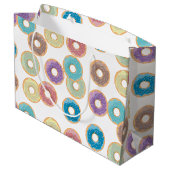 Farbenfrohe Pastel Donuts & Sprinkles Muster Große Geschenktüte (Rückseite Schrägansicht)