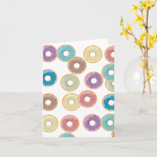 Farbenfrohe Pastel Donuts & Sprinkles Muster Karte (Gelbe Blume)