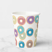 Farbenfrohe Pastel Donuts & Sprinkles Muster Pappbecher (Links)