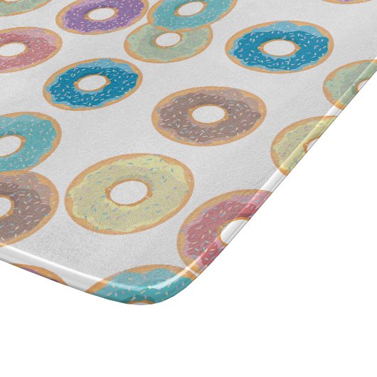 Farbenfrohe Pastel Donuts & Sprinkles Muster Schneidebrett (Ecke)