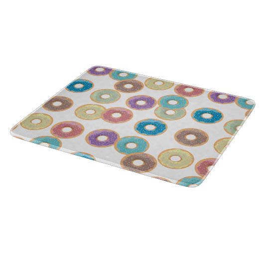 Farbenfrohe Pastel Donuts & Sprinkles Muster Schneidebrett (Ecke)