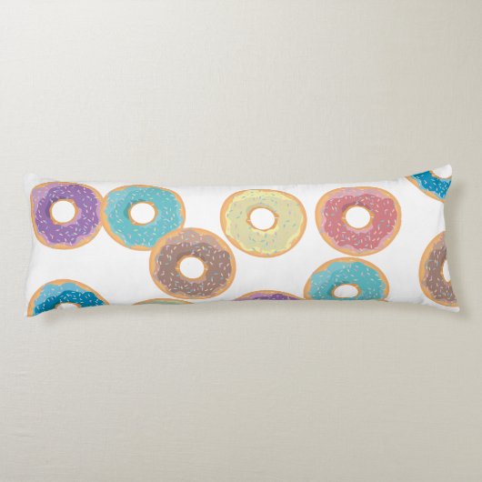 Farbenfrohe Pastel Donuts & Sprinkles Muster Seitenschläferkissen (Rückseite)