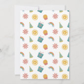 Farbenfrohe Pastel Doodle 1. Geburtstag Einladung (Rückseite)