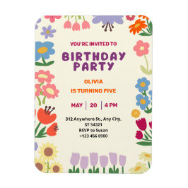 Farbenfrohe Pastel Floral Blume Fünf Geburtstagsmä Magnet