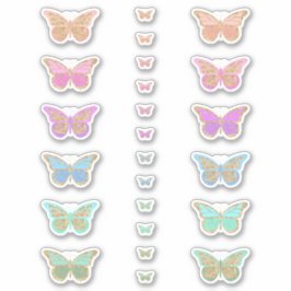 Farbenfrohe Pastel Glitzer Schmetterlinge Aufkleber