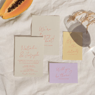 Farbenfrohe Pastel Hand schrieb Whimsical Wedding Einladung