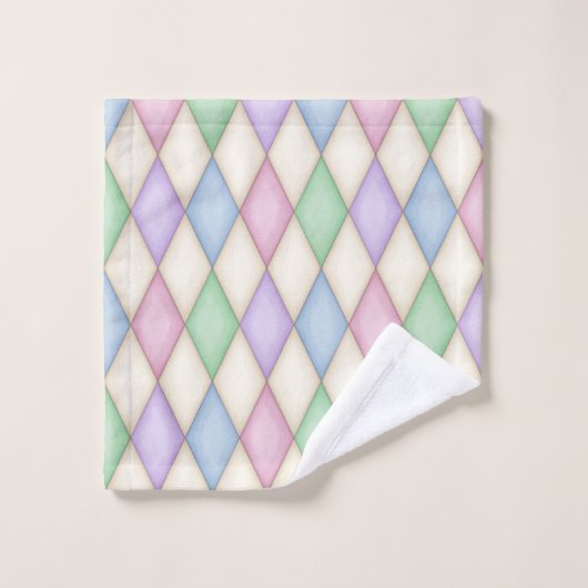 Farbenfrohe Pastel Harlequin Pattern Badhandtuch Set (Waschlappen)