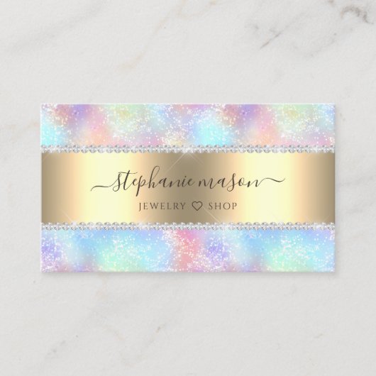 Farbenfrohe Pastel Holographic Glitzer Diamonds Gi Telefonnummerkarte (Vorderseite)
