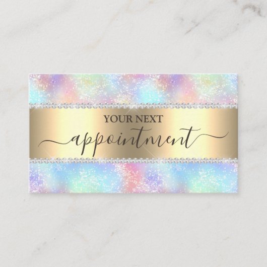 Farbenfrohe Pastel Holographic Glitzer Diamonds Terminkarte (Vorderseite)
