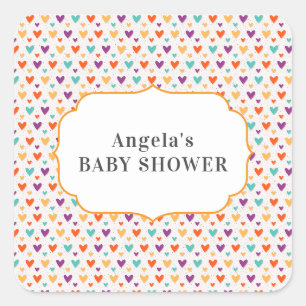 Farbenfrohe Pastel hört eine Babydusche Quadratischer Aufkleber