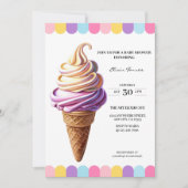 Farbenfrohe Pastel Ice Cream Sundae Kinderdusche Einladung (Vorderseite)