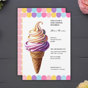 Farbenfrohe Pastel Ice Cream Sundae Kinderdusche Einladung