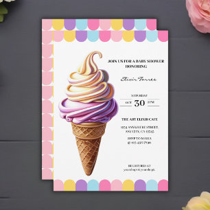Farbenfrohe Pastel Ice Cream Sundae Kinderdusche Einladung