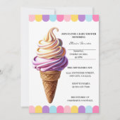 Farbenfrohe Pastel Ice Cream Sundae Kinderdusche Einladung (Vorderseite)