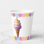 Farbenfrohe Pastel Ice Cream Sundae Kinderdusche Pappbecher (Rückseite)