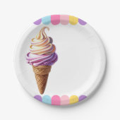 Farbenfrohe Pastel Ice Cream Sundae Kinderdusche Pappteller (Vorderseite)