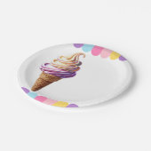 Farbenfrohe Pastel Ice Cream Sundae Kinderdusche Pappteller (Schrägansicht)