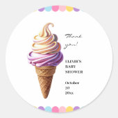 Farbenfrohe Pastel Ice Cream Sundae Kinderdusche Runder Aufkleber (Vorderseite)