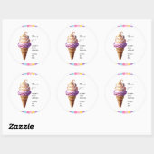 Farbenfrohe Pastel Ice Cream Sundae Kinderdusche Runder Aufkleber (Blatt)