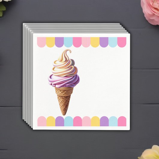 Farbenfrohe Pastel Ice Cream Sundae Kinderdusche Serviette