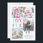 Farbenfrohe Pastel JOYFUL GREETINGS 4 Fotos Feiertagskarte<br><div class="desc">Senden Sie fröhliche JOYFUL GREETINGS in einem spielerischen,  skurrilen Schriftart in verschiedenen Weihnachtspastellfarben,  um vier Fotos zu betonen. Kontaktieren Sie den Designer,  wenn Sie dieses Design modifiziert oder auf einem anderen Produkt haben möchten.</div>