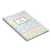 Farbenfrohe Pastel Kawaii Wolken Muster Personalis Notizblock (Rechte Seite)