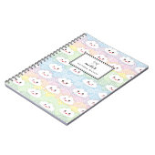Farbenfrohe Pastel Kawaii Wolken Muster Personalis Notizblock (Linke Seite)