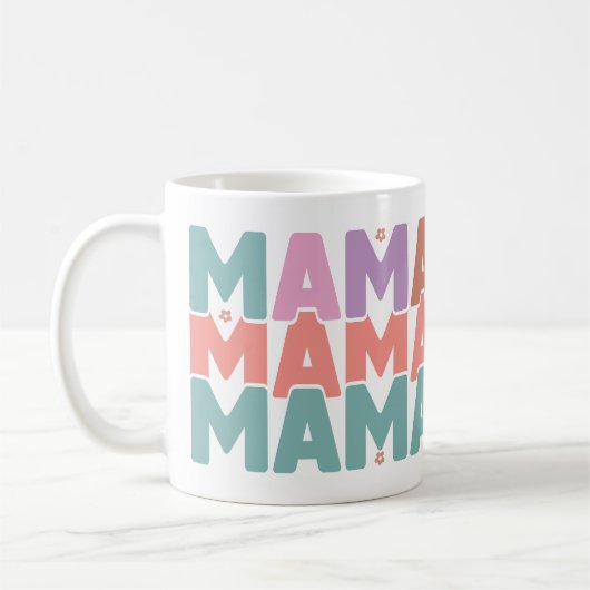 Farbenfrohe Pastel MAMA Geschenk Mama Kaffeetasse (Links)