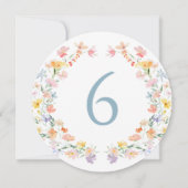 Farbenfrohe Pastel Meadow Wilde Blume Tischnummer (Rückseite)