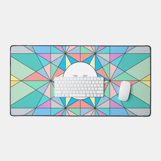 Farbenfrohe Pastel Mosaik Triangle Star Monogram Schreibtischunterlage (Tastatur & Maus)