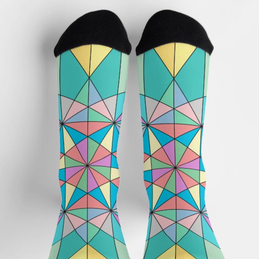 Farbenfrohe Pastel Mosaik Triangle Star Muster Socken (Oben)