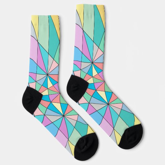 Farbenfrohe Pastel Mosaik Triangle Star Muster Socken (Rechts)