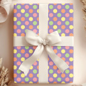 Farbenfrohe Pastel Polka Dot Party Geschenkpapier