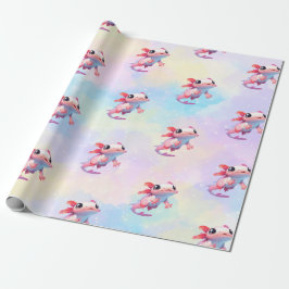 Farbenfrohe Pastel Rainbow Axolotl Geschenkpapier