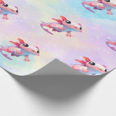 Farbenfrohe Pastel Rainbow Axolotl Geschenkpapier (Ecke)