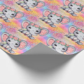Farbenfrohe Pastel Rainbow Glitzer Niedlich Elepha Geschenkpapier (Ecke)