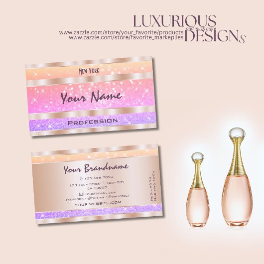 Farbenfrohe Pastel Rainbow Glitzer Stars Stilvoll Visitenkarte