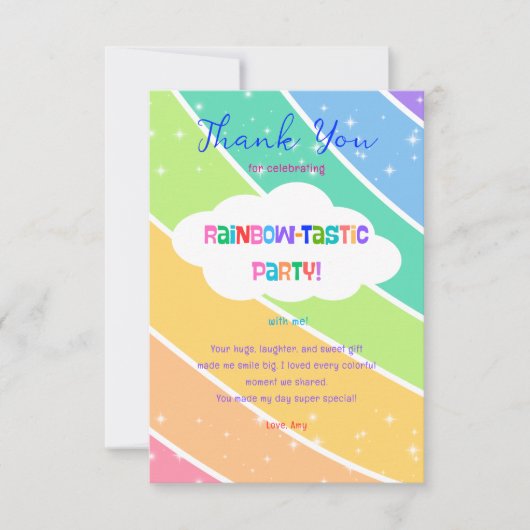 Farbenfrohe Pastel Rainbow Sparkor Dankeskarte (Vorderseite)