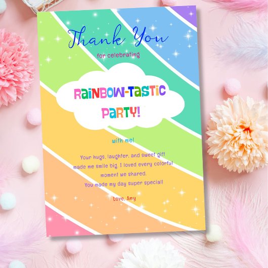 Farbenfrohe Pastel Rainbow Sparkor Dankeskarte