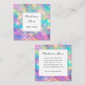 Farbenfrohe Pastel Rainbow Unicorn Goldmedaille Quadratische Visitenkarte (Vorne/Hinten)