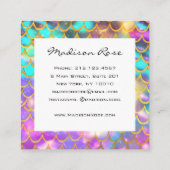 Farbenfrohe Pastel Rainbow Unicorn Goldmedaille Quadratische Visitenkarte (Rückseite)