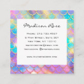 Farbenfrohe Pastel Rainbow Unicorn Goldmedaille Quadratische Visitenkarte (Rückseite)