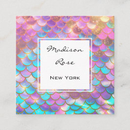 Farbenfrohe Pastel Rainbow Unicorn Goldmedaille Quadratische Visitenkarte