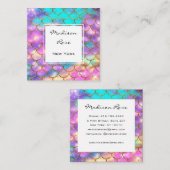Farbenfrohe Pastel Rainbow Unicorn Goldmedaille Quadratische Visitenkarte (Vorne/Hinten)